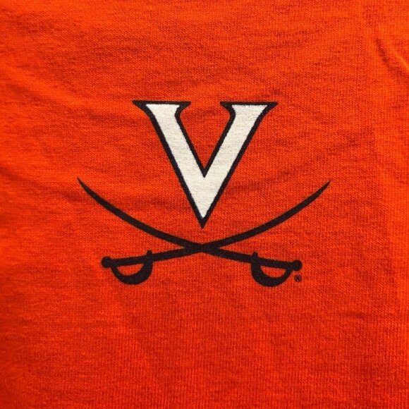 Virginia Cavaliers Orange Fever Vintage Tee 🍊 Size L NCAA Football Y2K - Picture 3 of 4